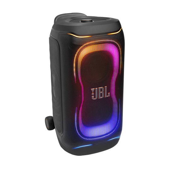 JBL PartyBox 330 - Black - Portable party speaker with JBL legendary sound, futuristic lighting, a telescopic handle and wide wheels. - Hero