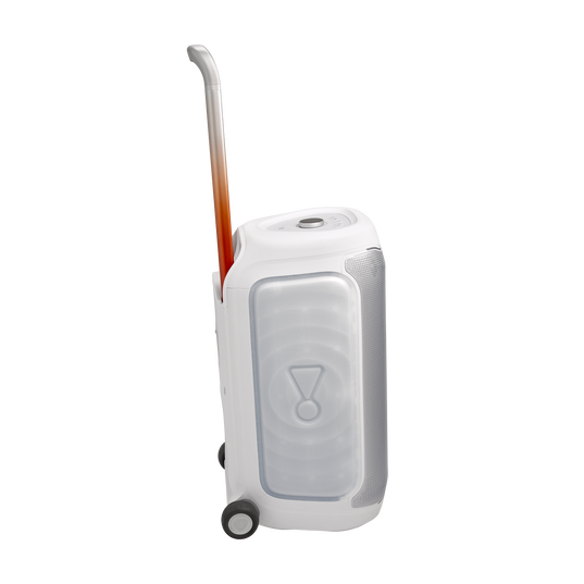 JBL PartyBox 330 - White - Portable party speaker with JBL legendary sound, futuristic lighting, a telescopic handle and wide wheels. - Left