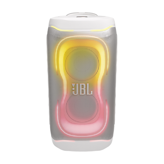 JBL PartyBox 330 - White - Portable party speaker with JBL legendary sound, futuristic lighting, a telescopic handle and wide wheels. - Front