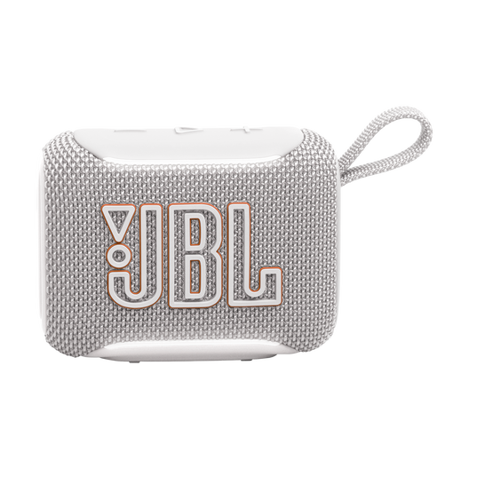 JBL Go 5 - White - Ultra-portable waterproof and drop-proof speaker with JBL legendary sound and ambient edge lighting - Front