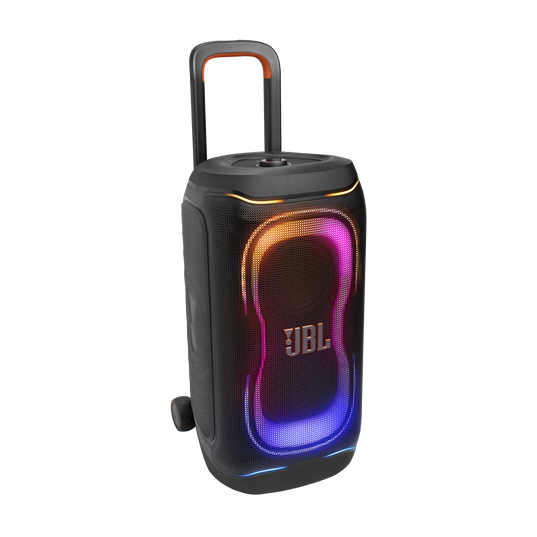 JBL PartyBox 330 - Black - Portable party speaker with JBL legendary sound, futuristic lighting, a telescopic handle and wide wheels. - Detailshot 1