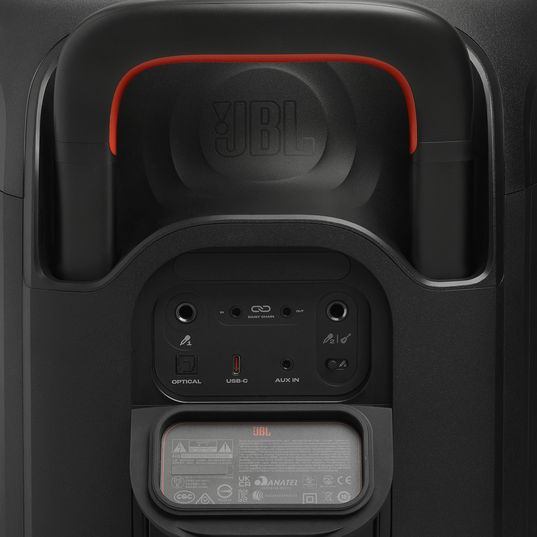 JBL PartyBox 330 - Black - Portable party speaker with JBL legendary sound, futuristic lighting, a telescopic handle and wide wheels. - Detailshot 4