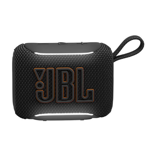 JBL Go 5 - Black - Ultra-portable waterproof and drop-proof speaker with JBL legendary sound and ambient edge lighting - Front