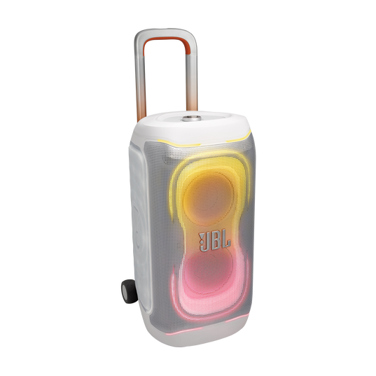 JBL PartyBox 330 - White - Portable party speaker with JBL legendary sound, futuristic lighting, a telescopic handle and wide wheels. - Detailshot 1