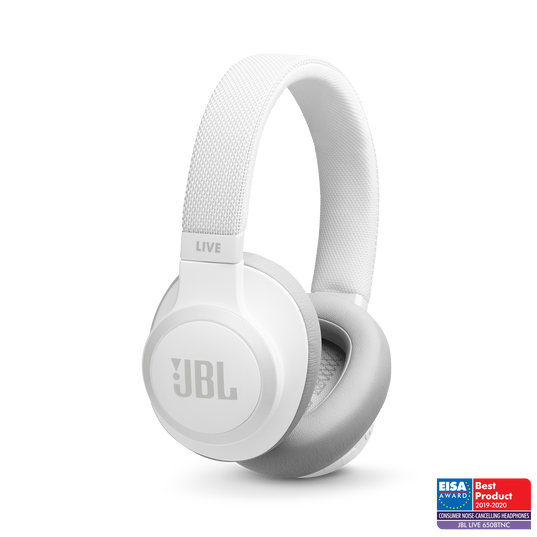 JBL Live 650BTNC - White - Wireless Over-Ear Noise-Cancelling Headphones - Hero