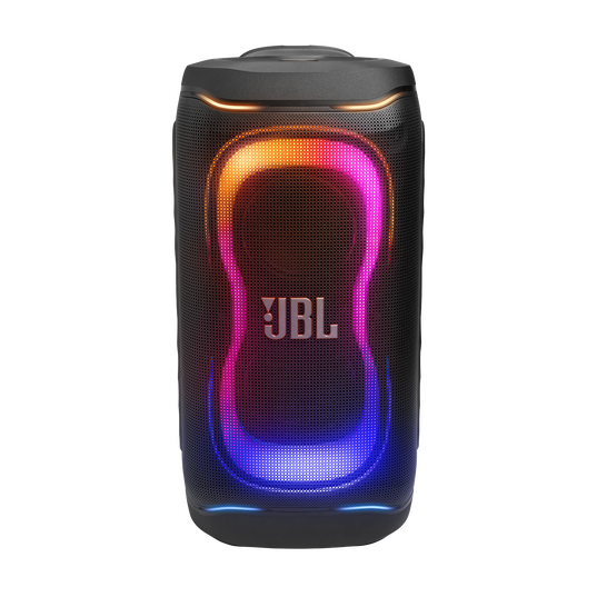 JBL PartyBox 330 - Black - Portable party speaker with JBL legendary sound, futuristic lighting, a telescopic handle and wide wheels. - Front