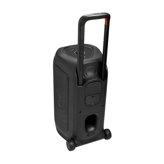 JBL PartyBox 330 - Black - Portable party speaker with JBL legendary sound, futuristic lighting, a telescopic handle and wide wheels. - Back
