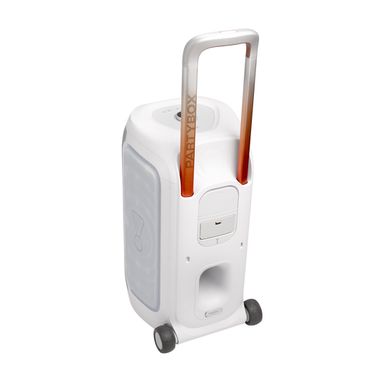 JBL PartyBox 330 - White - Portable party speaker with JBL legendary sound, futuristic lighting, a telescopic handle and wide wheels. - Back