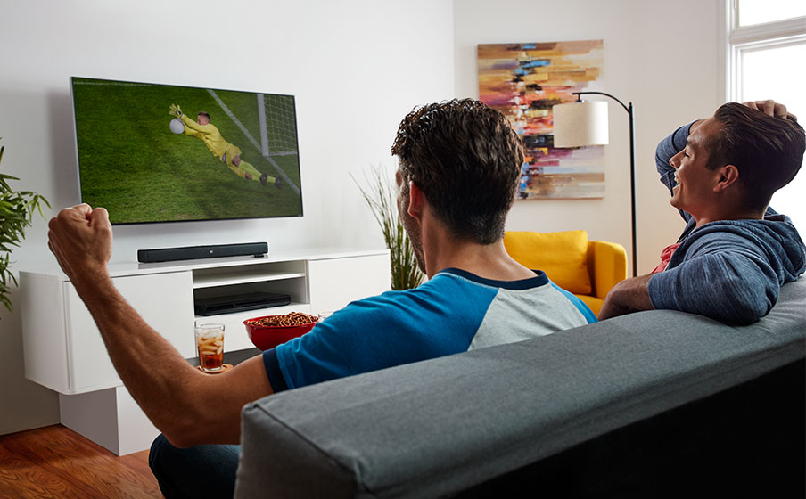 All-in-one Soundbar with built-in Dual Bass Port design